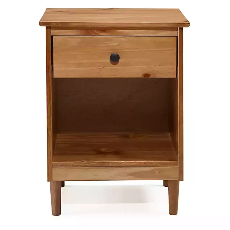 Nightstands-Kirklands Home Caramel One-Drawer Wood Nightstand Brown