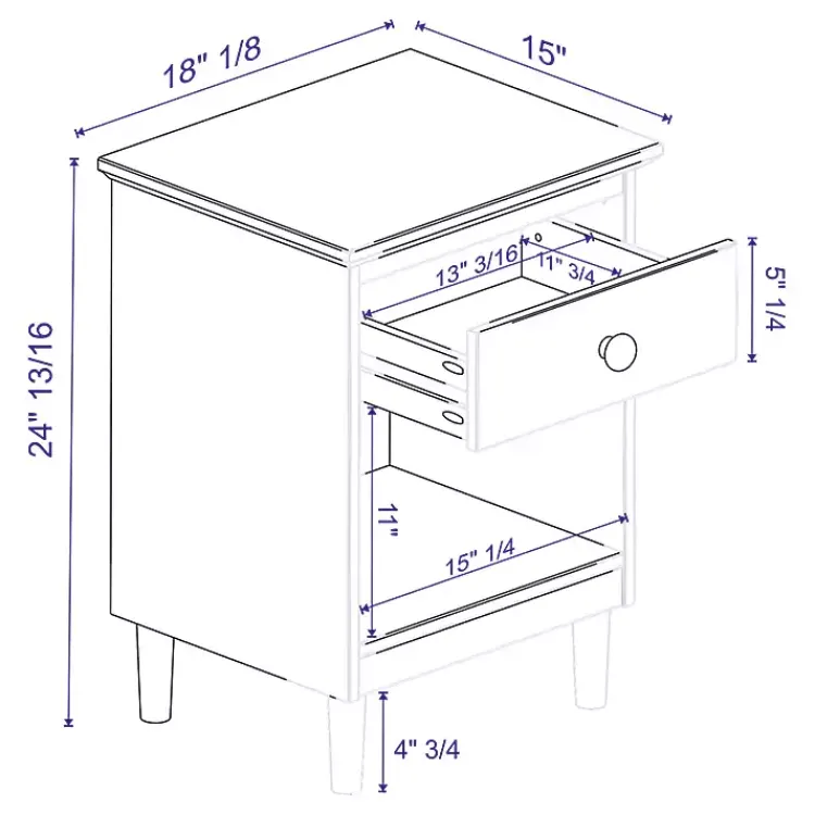 Nightstands-Kirklands Home Walnut One-Drawer Wood Nightstand Brown