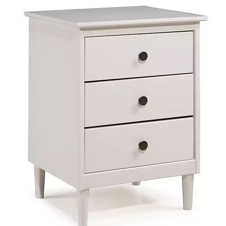 Nightstands-Kirklands Home 3-Drawer Wood Nightstand White
