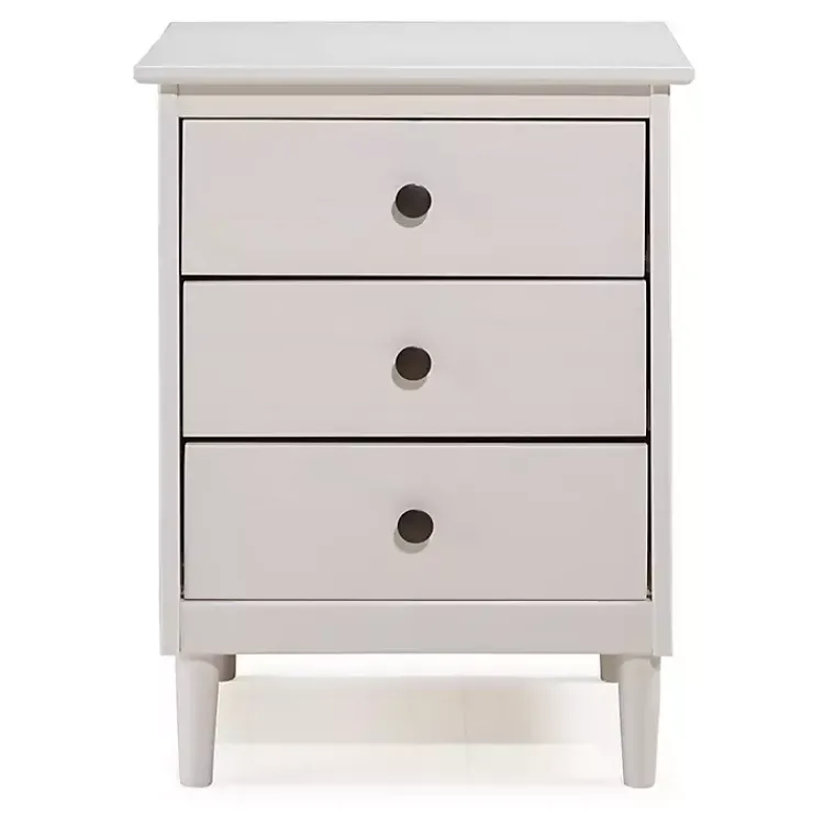 Nightstands-Kirklands Home 3-Drawer Wood Nightstand White