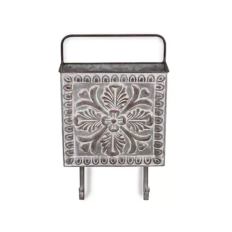 Wall Storage-Kirklands Home Floral Embossed Metal Wall Pocket