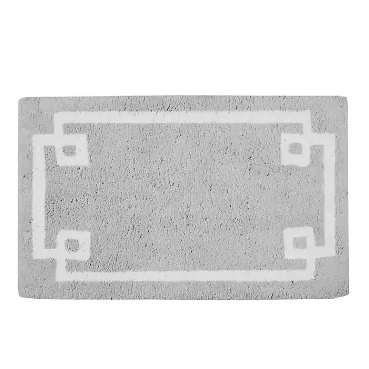 Bathroom Rugs-Kirklands Home Cotton Tufted Bath Mat with Border, 40 in. Gray