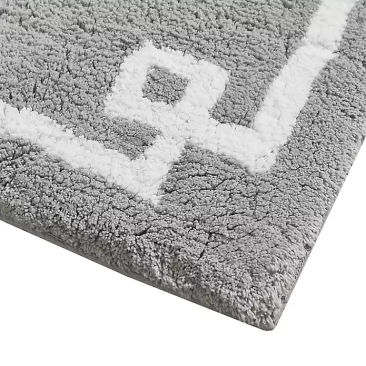 Bathroom Rugs-Kirklands Home Cotton Tufted Bath Runner with Border Gray
