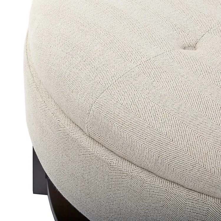 Benches & Ottomans-Kirklands Home Cream Button Tufted Storage Ottoman Ivory