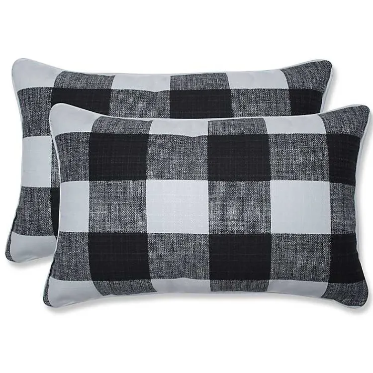 Outdoor Cushions & Pillows-Kirklands Home Buffalo Check Lumbar Pillows, Set of 2 Black