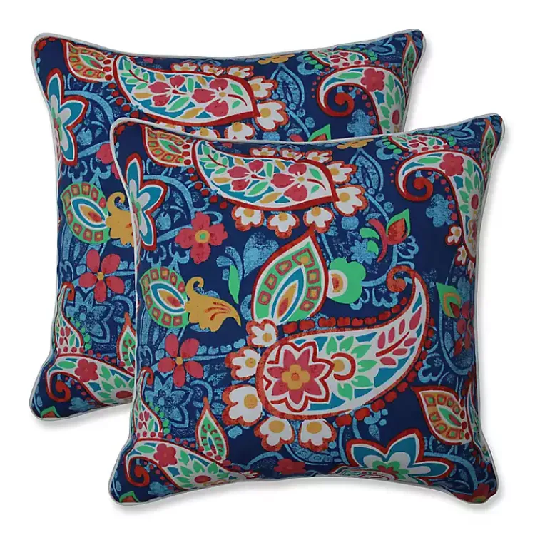 Outdoor Cushions & Pillows-Kirklands Home Party Paisley Outdoor Pillows, Set of 2