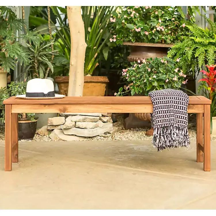 Outdoor Seating-Kirklands Home Acacia Wood Outdoor Bench Brown