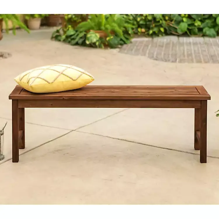 Outdoor Seating-Kirklands Home Dark Acacia Wood Outdoor Bench Brown