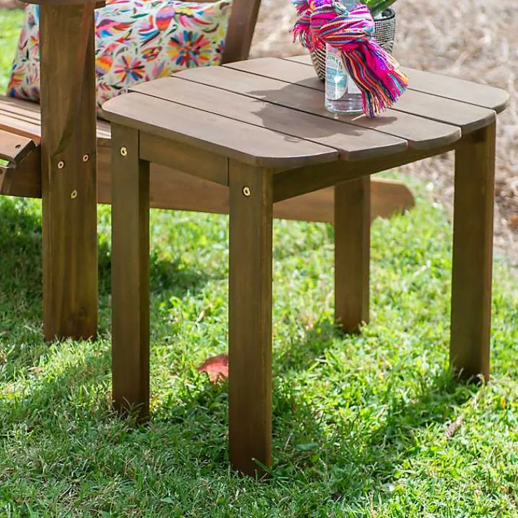Outdoor Tables-Kirklands Home Natural Warren Adirondack Outdoor Accent Table Brown