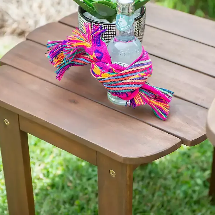 Outdoor Tables-Kirklands Home Natural Warren Adirondack Outdoor Accent Table Brown