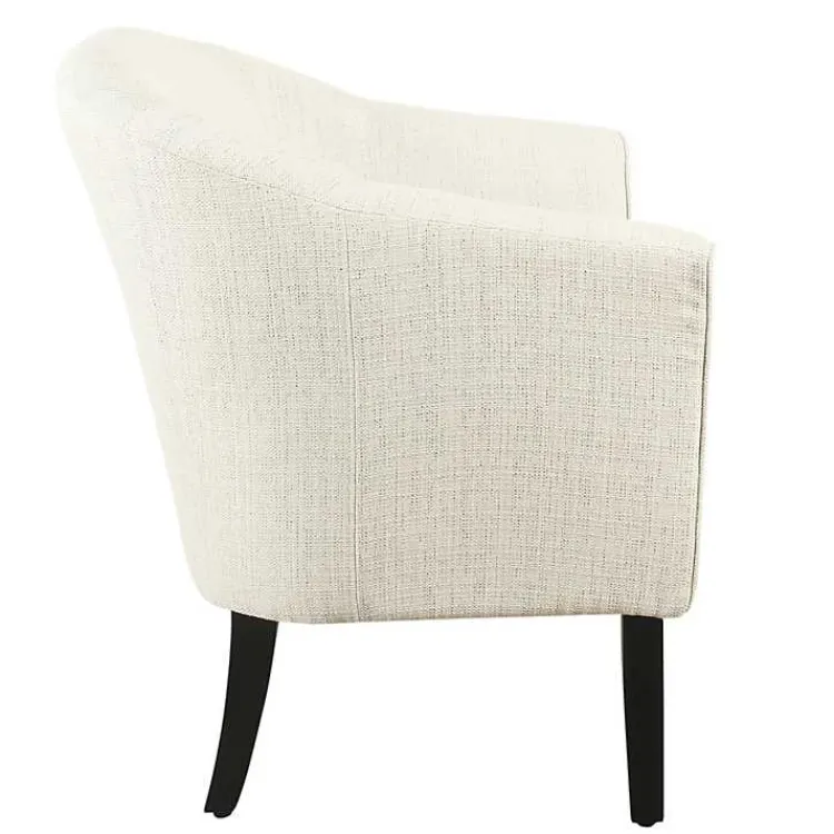 Accent Chairs-Kirklands Home Natural Textured Barrel Accent Chair Ivory