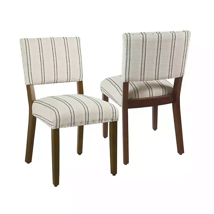 Dining Chairs-Kirklands Home Black and Striped Dining Chairs, Set of 2 White
