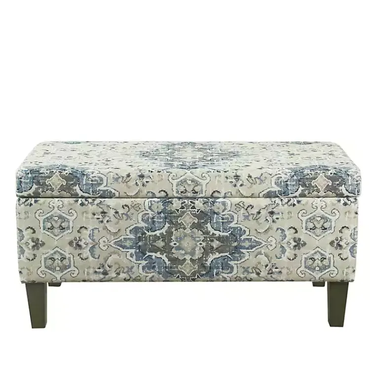 Benches & Ottomans-Kirklands Home Decorative Antique Storage Bench Blue