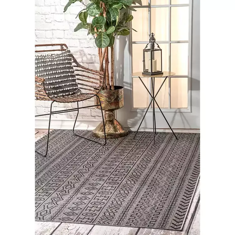 Outdoor Rugs-Kirklands Home Jamie Outdoor Area Rug, 6x9 Gray