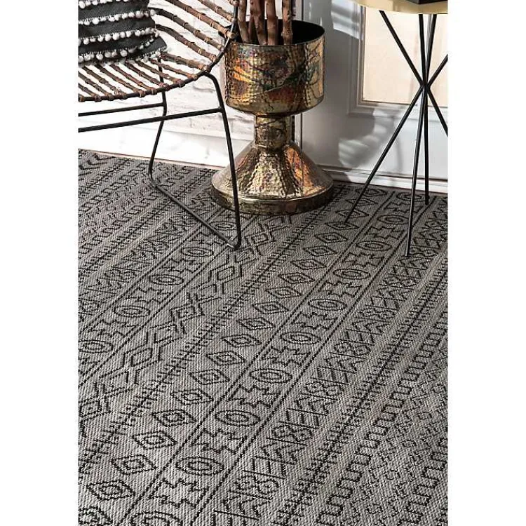 Outdoor Rugs-Kirklands Home Jamie Outdoor Area Rug, 6x9 Gray