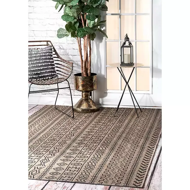 Outdoor Rugs-Kirklands Home Jamie Outdoor Area Rug, 6x9 Brown