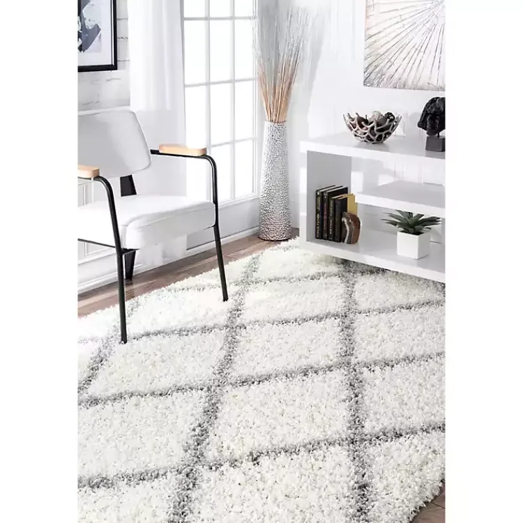 Area Rugs-Kirklands Home Shanna Diamond Area Rug, 5x7 White