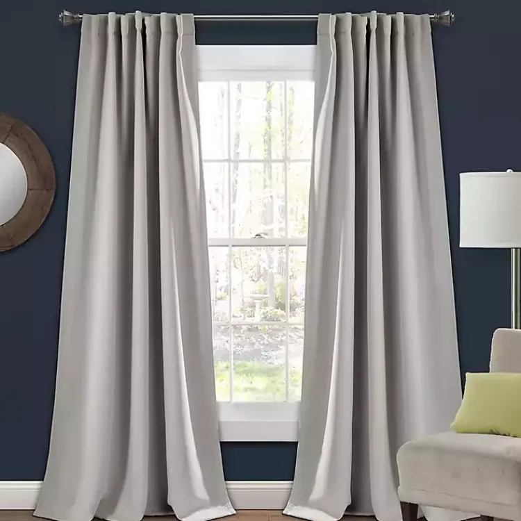 Curtains & Drapes-Kirklands Home Light Blackout Curtain Panel Set, 95 in. Gray