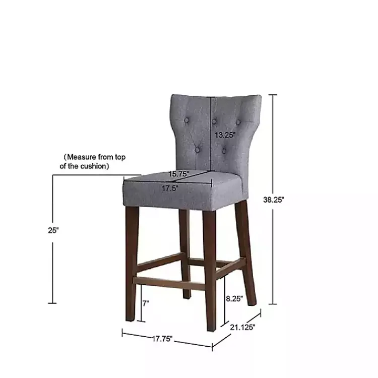 Bar Stools & Counter Height Stools-Kirklands Home Harrison Tufted Counter Stool Gray