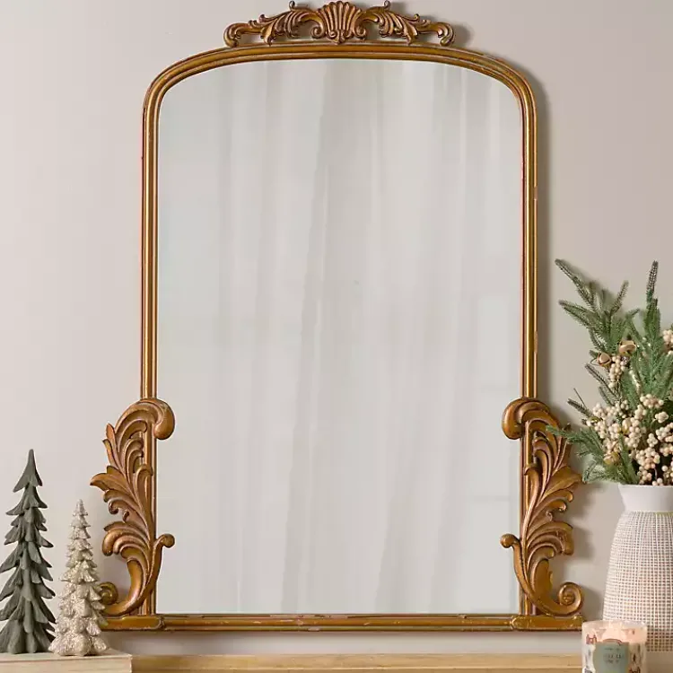 Decorative Mirrors-Kirklands Home Gold Bordeaux Ornate Scroll Mirror