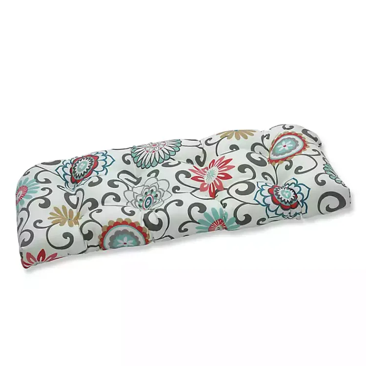 Outdoor Cushions & Pillows-Kirklands Home Peachtini Pom Pom Play Wicker Loveseat Cushion