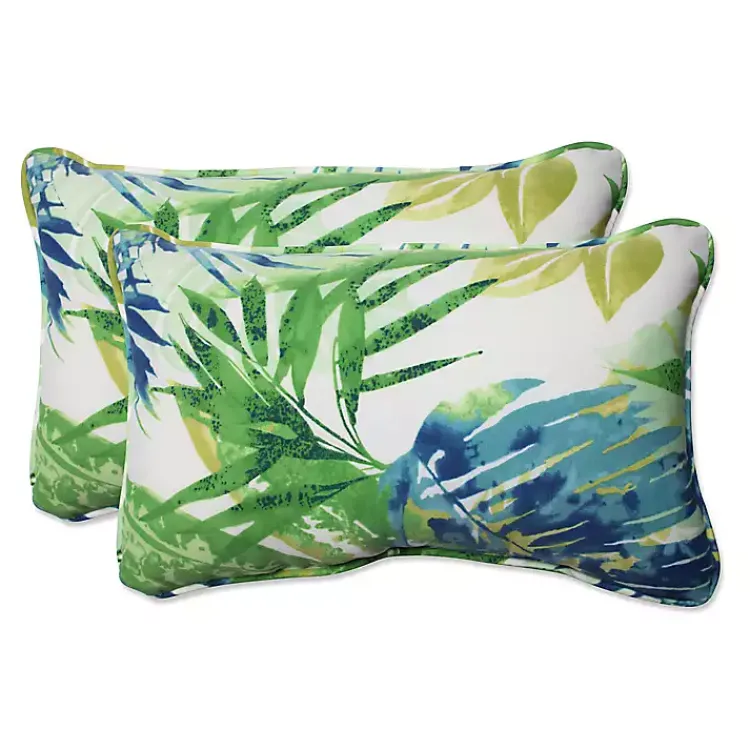 Outdoor Cushions & Pillows-Kirklands Home Blue and Green Soleil Accent Pillows, Set of 2