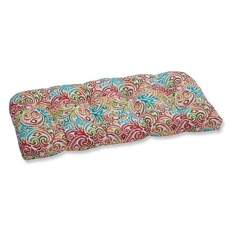 Outdoor Cushions & Pillows-Kirklands Home Corinthian Dapple Wicker Loveseat Cushion Multi