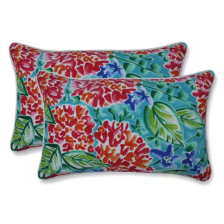 Outdoor Cushions & Pillows-Kirklands Home Garden Blooms Outdoor Lumbar Pillows, Set of 2 Multi