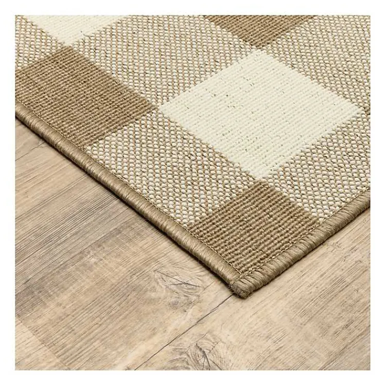 Area Rugs-Kirklands Home Buffalo Check Outdoor Area Rug, 5x7 Tan