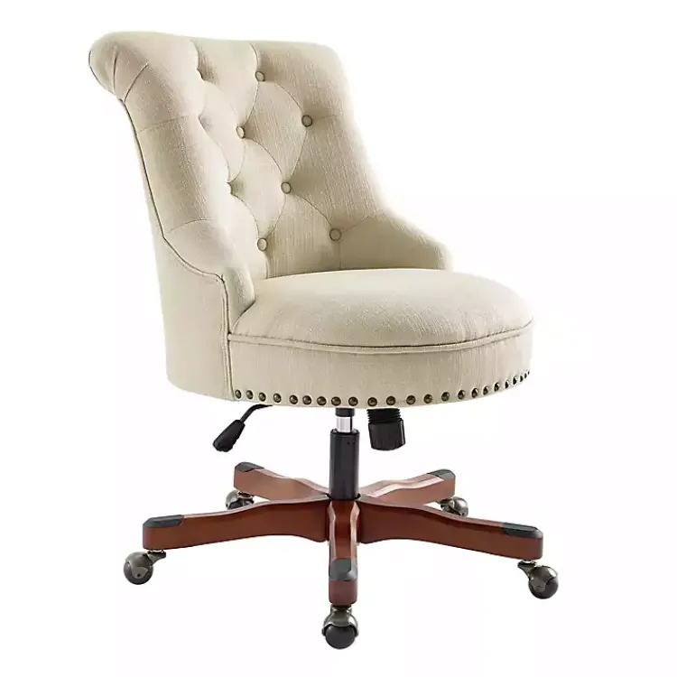 Office Furniture-Kirklands Home Beige Miller Tufted Office Chair Tan