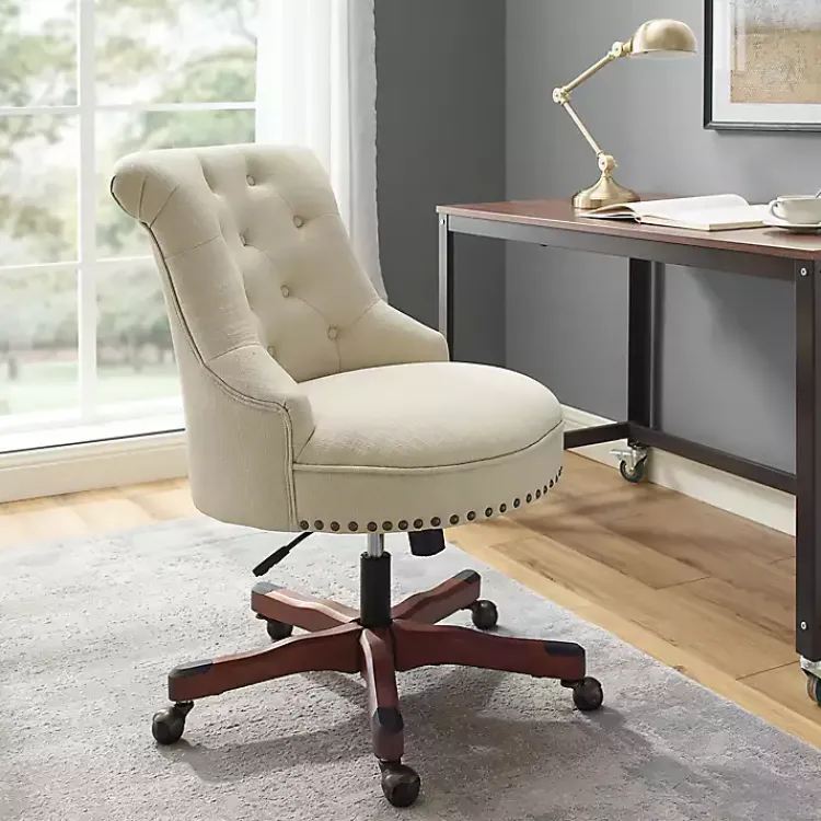 Office Furniture-Kirklands Home Beige Miller Tufted Office Chair Tan