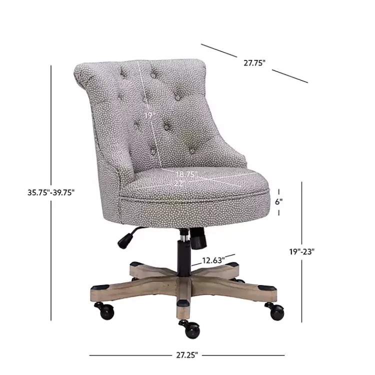 Office Furniture-Kirklands Home Light Miller Tufted Office Chair Gray