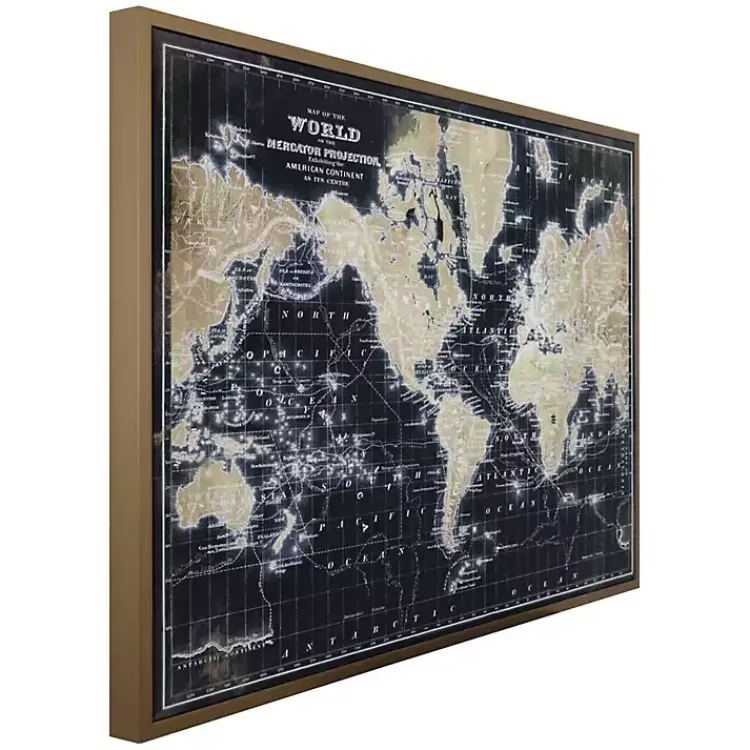 Framed Art-Kirklands Home World Map on Black Framed Art Print