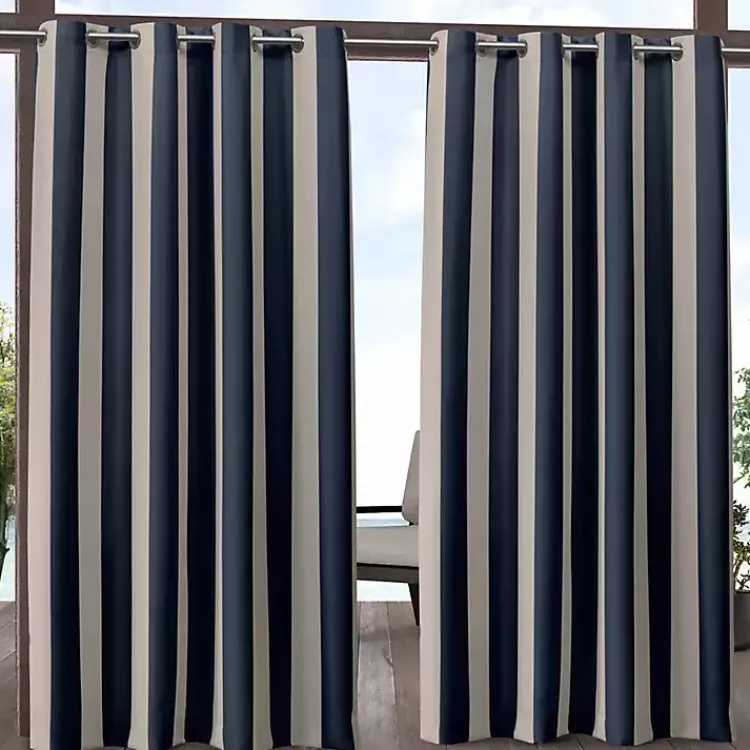 Outdoor Curtains-Kirklands Home Navy Canopy Outdoor Curtain Panel Set, 96 in.