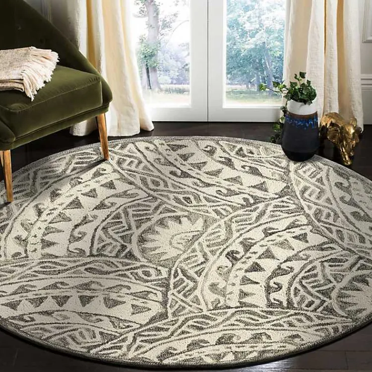 Area Rugs-Kirklands Home Geometric Round Waves Area Rug, 6 ft.