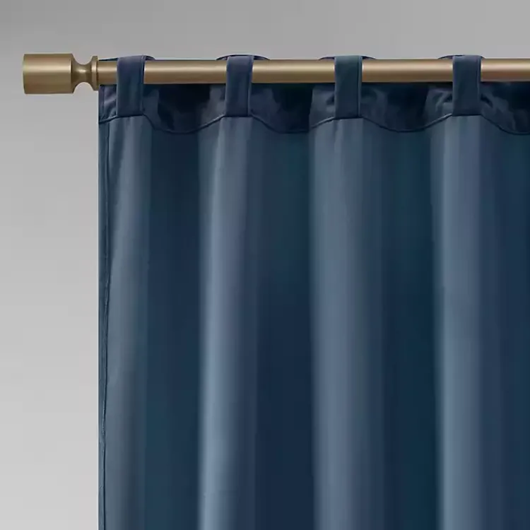 Curtains & Drapes-Kirklands Home Navy Velvet Greta Curtain Panel Set, 95 in. Blue