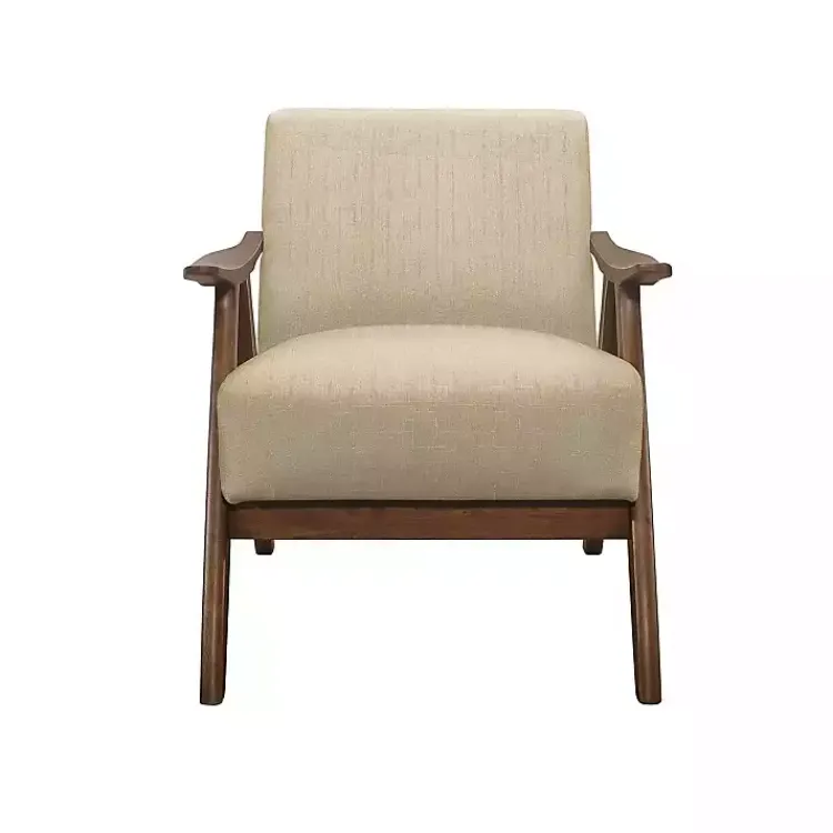 Accent Chairs-Kirklands Home Beige Mid-Century Hazel Wood Frame Accent Chair Tan
