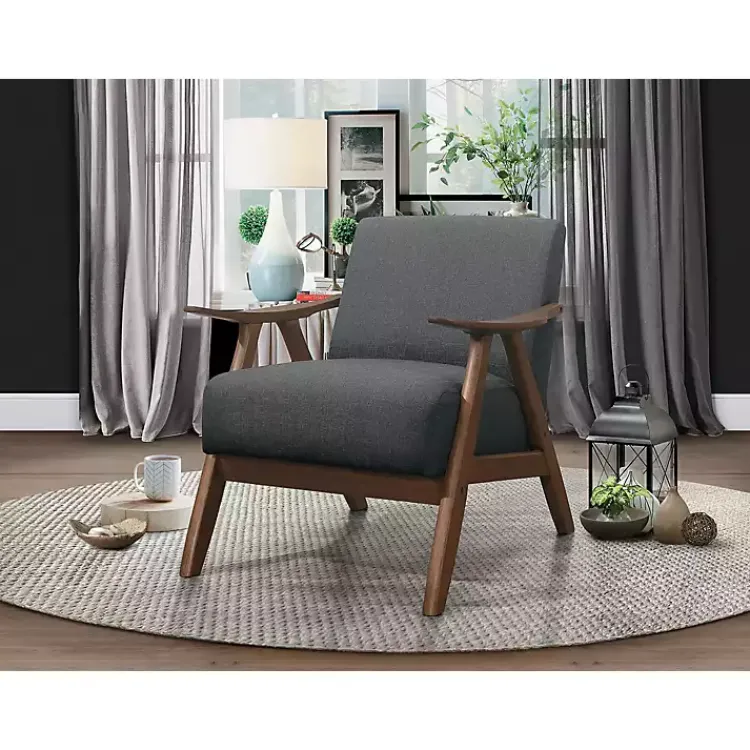 Accent Chairs-Kirklands Home Mid-Century Hazel Wood Frame Accent Chair Gray