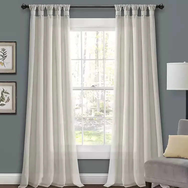 Curtains & Drapes-Kirklands Home Top Knotted Burlap Curtain Panel Set, 95 in. Ivory