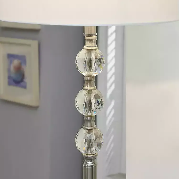 Floor Lamps-Kirklands Home Crystal Spheres Brushed Nickel Floor Lamp White