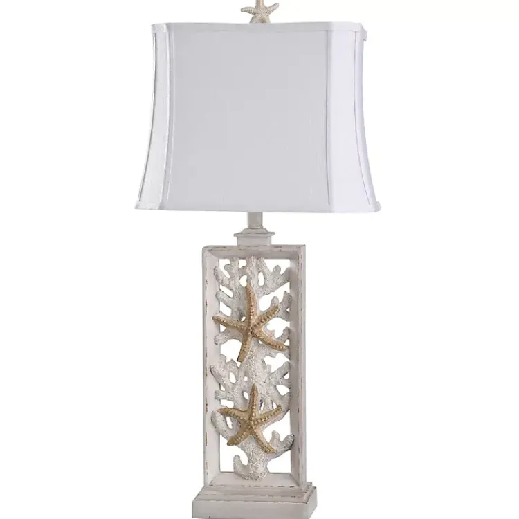 Table Lamps-Kirklands Home South Haven Stacked Starfish Table Lamp White