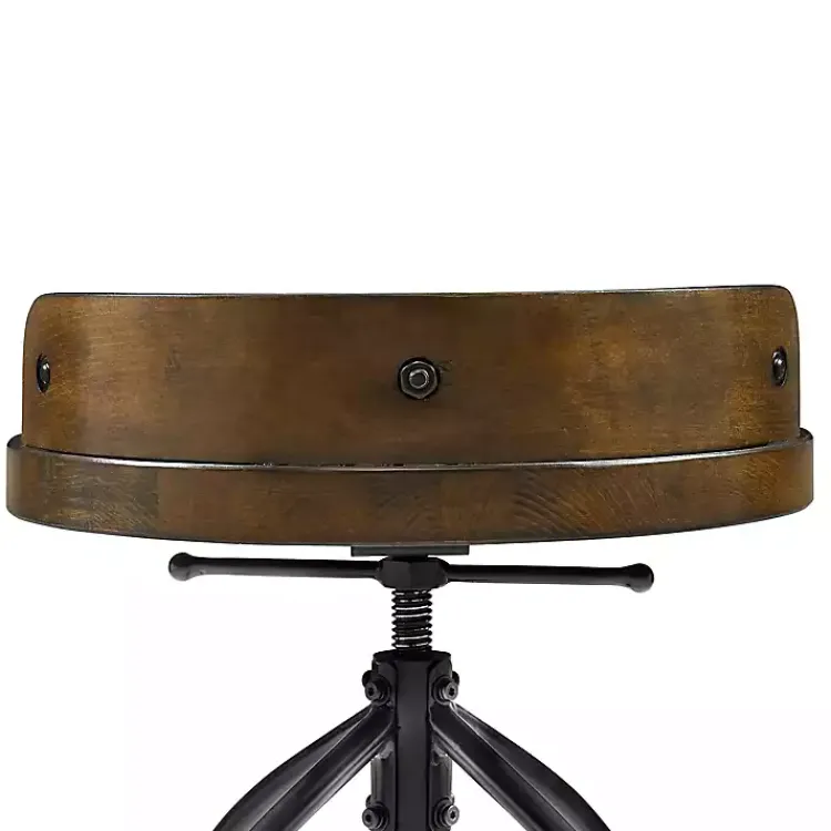 Bar Stools & Counter Height Stools-Kirklands Home Wood Edgar Industrial Adjustable Stool Brown