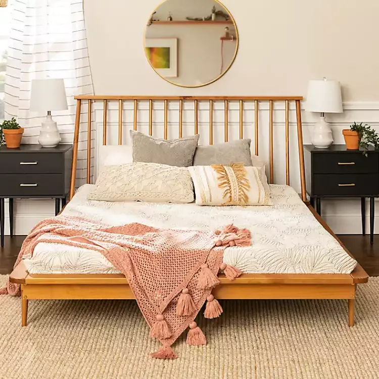 Beds & Headboards-Kirklands Home Caramel Mid-Century Modern Queen Bed Frame Brown