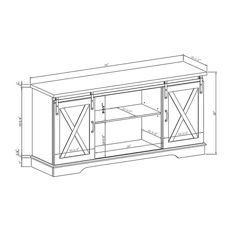 Tv Stands & Media Consoles-Kirklands Home Sliding Door Rustic Oak Top TV Stand White