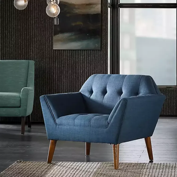Accent Chairs-Kirklands Home Newman Mid-Century Accent Chair Blue