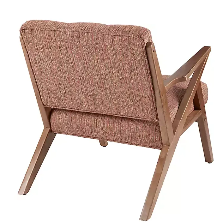 Accent Chairs-Kirklands Home Mid-Century Pecan Finish Accent Chair Orange