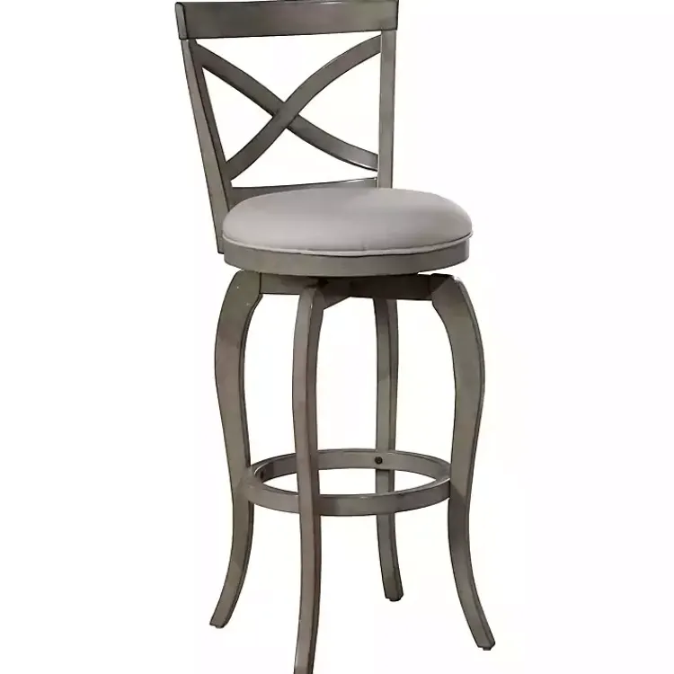 Bar Stools & Counter Height Stools-Kirklands Home X-Back Swivel Bar Stool Gray