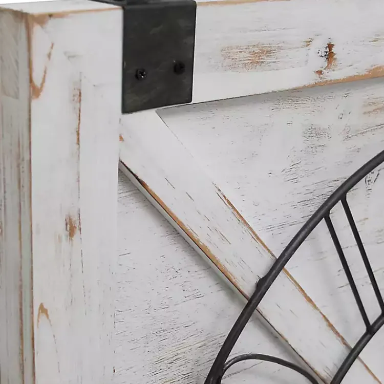 Clocks-Kirklands Home Farmstead Wooden Barn Door Clock White