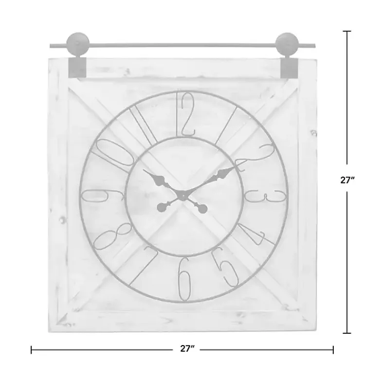 Clocks-Kirklands Home Farmstead Wooden Barn Door Clock White