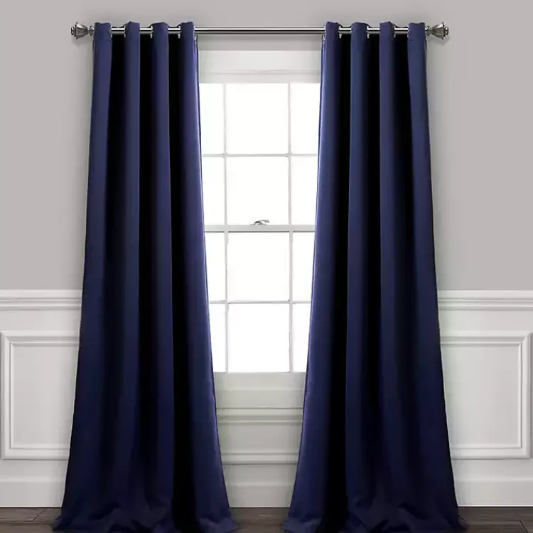 Curtains & Drapes-Kirklands Home Navy Blackout Curtain Panel Set, 108 in. Blue